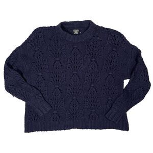 Aerie XS Blue Crochet Knit Sweater Cottagecore Boho Fairycore Pullover Top